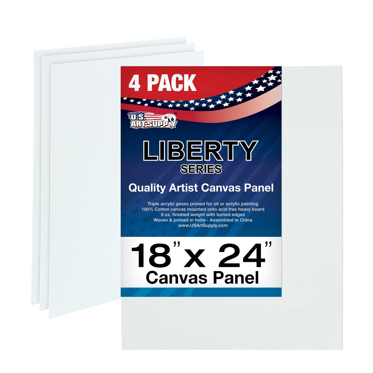 18 X 24 Inch Professional Art Canvas Board Panels 4 Pack - 8 Ounce Heavyweight Cotton Acid Free Canvases for Painting Acrylics and Watercolor (1 Case of 4 Single Canvas Painting Panels)